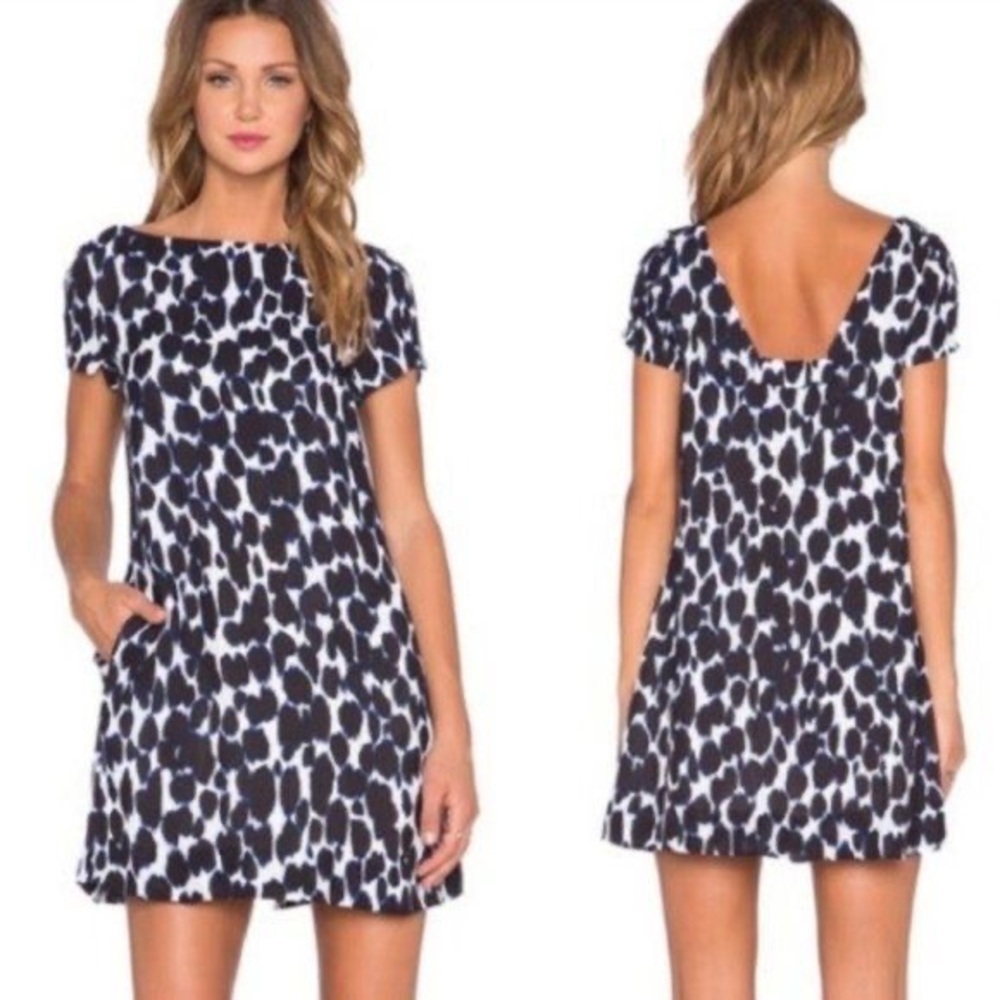 Kate Spade Blue Be Daring Leopard Print Swing Dress Size‎ 2